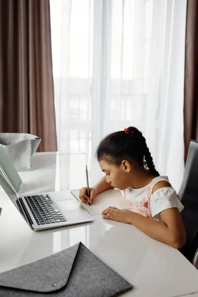 Kid learning intently